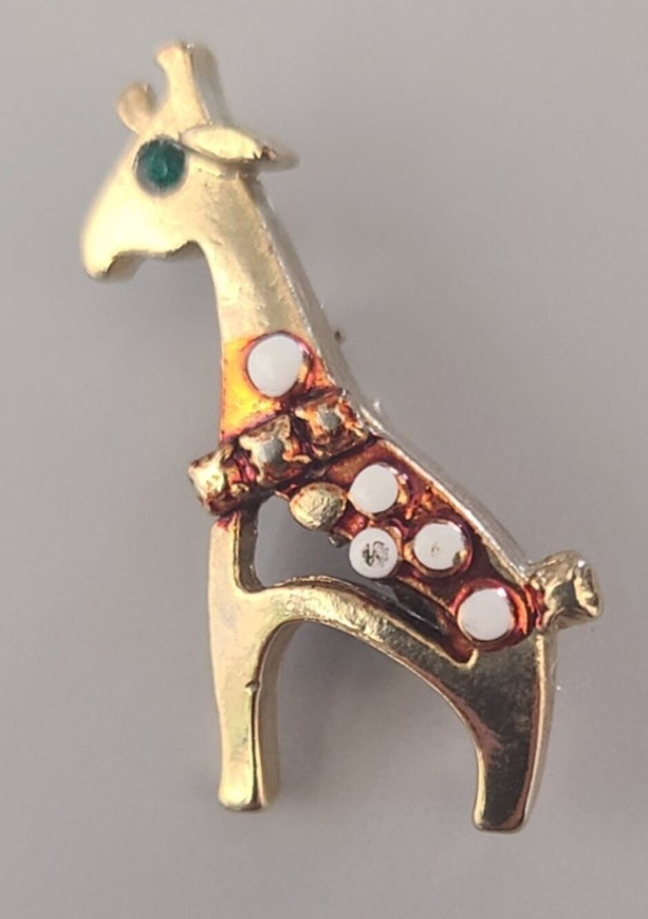 Vintage Giraffe Brooch Pin Gold Tone Enamel Spots Safari Retro Fashion Jewelry